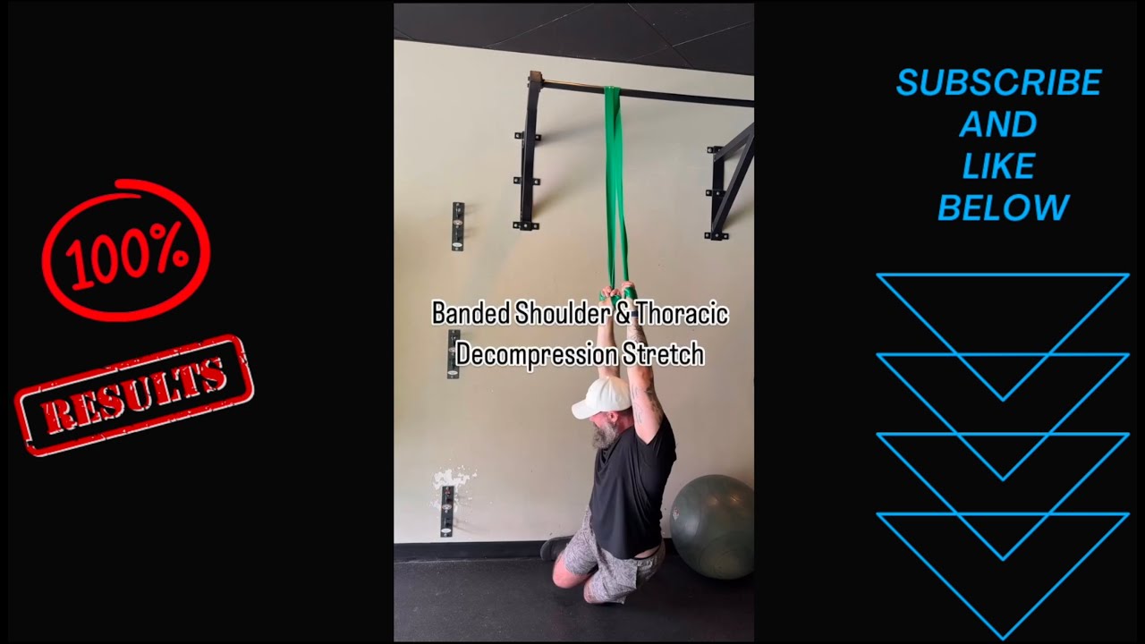 Banded shoulder and thoracic decompression stretch