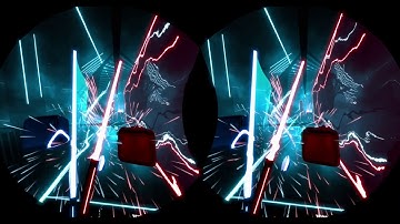 Beat Saber - Lvl Insane on Easy First Time - Headset 3D Cardboard 60fps No Commentary