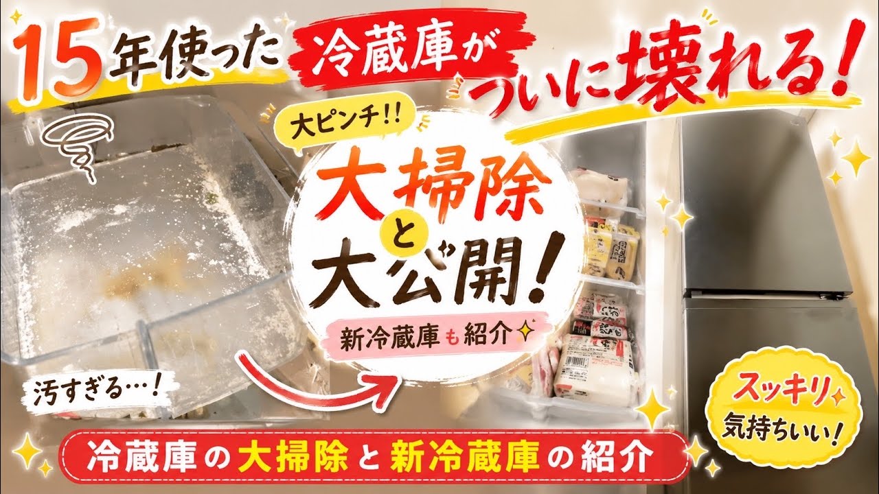 ヤバい！大ピンチ！真夏なのに！15年使った冷蔵庫の大掃除！新冷蔵庫の 
