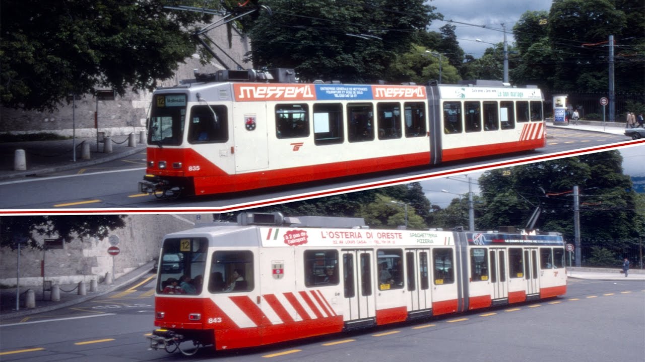 Mostly trams in Geneva 1992 - 1994.
