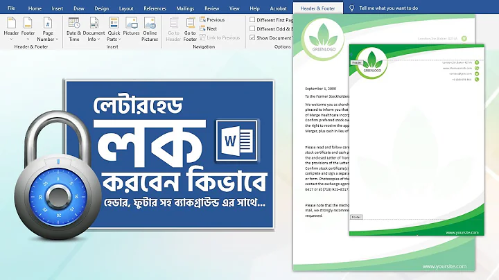 How to LOCK Letterhead image in Word of Header and Footer