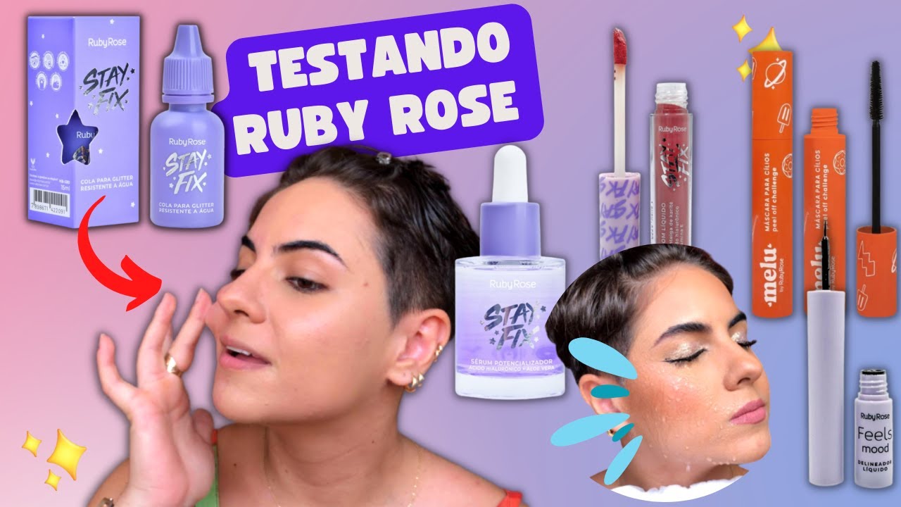 pele blindada com 15 reais?? TESTANDO RUBY ROSE STAY FIX | cola, sérum ...