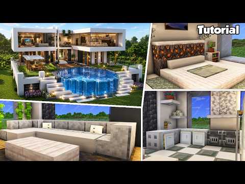 Minecraft: Modern House #89 Interior Tutorial - How to Build - 💡Material List in Description!