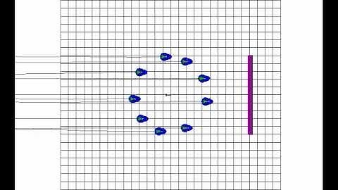 9 Robots Circle Formation, Initialization + Flat Obstacle - Simulation