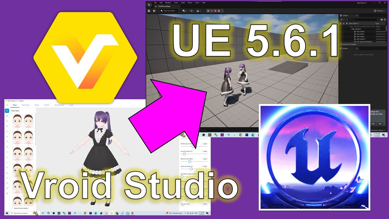 Vroid Studio to Unreal Engine 5.6.1 Player & NPC – Full Demo | Vroid to UE5.6 #vroid #ue #unreal