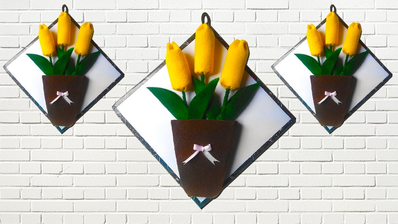 DIY Cara Mudah Membuat Hiasan  Dinding Bunga  Flanel  Tulip 