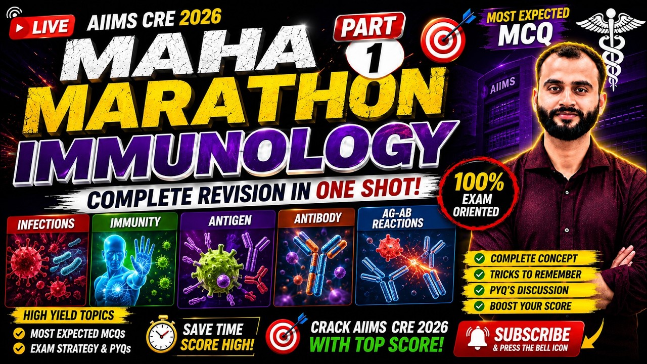 MAHA MARATHON IMMUNOLOGY PART 1 🔥 | Infection, Immunity, Antigen & Antibody | AIIMS CRE 2026