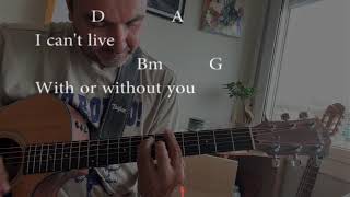 With or Without You - Guitar Chords and Lyrics