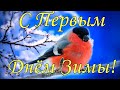 С Первым Днем Зимы . 1 декабря . Красивое Поздравление с Первым Днем Зимы. Открытка Первый День Зимы