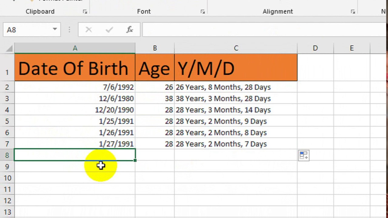 How To Calculate Date of Birth in Excel YouTube