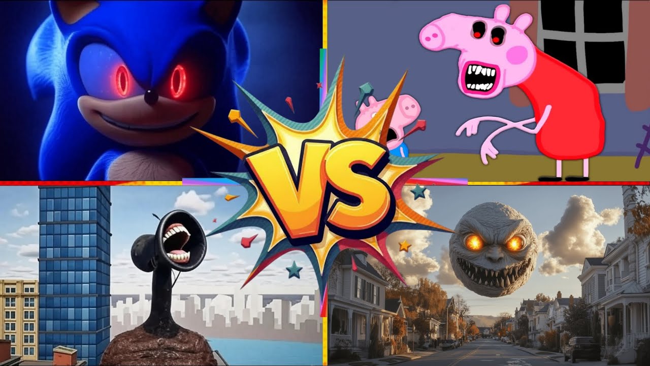 PEPPA PIG.EXE 🆚 SCHOOL BUS 🆚 SIREN HEAD 🆚 SONIC.EXE - Tiles Hop Edm Rush!
