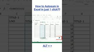 How to Autosum in Just 1 second in Excel?