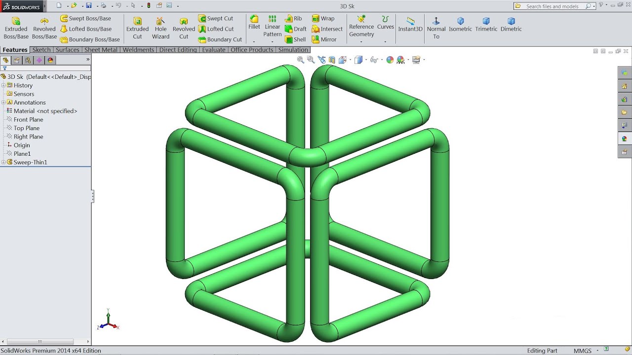 How to turn a 3D sketch into a solid  GrabCAD Questions