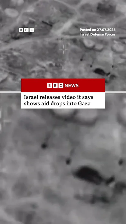 Israel releases video it says shows aid drops into Gaza. #Israel #Gaza #BBCNews