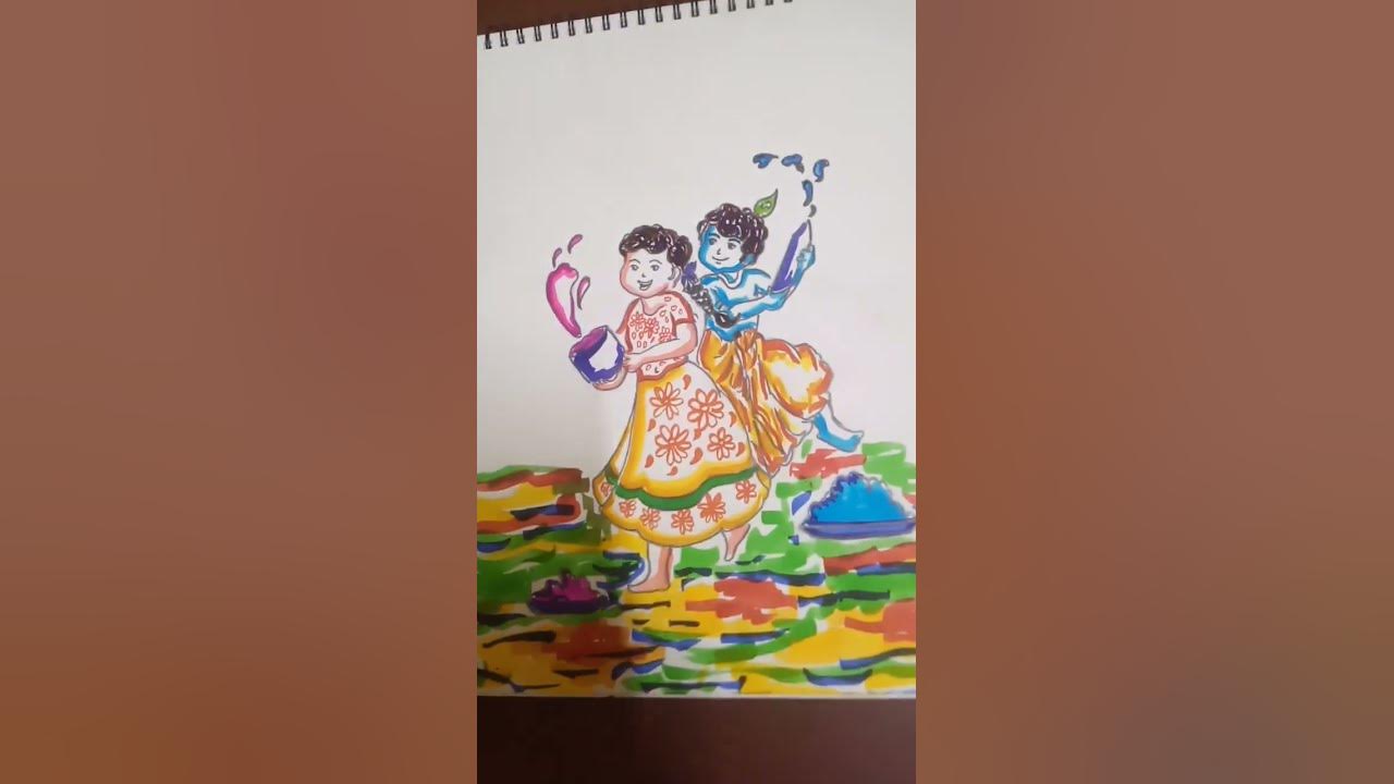 radha krishna playing holi images