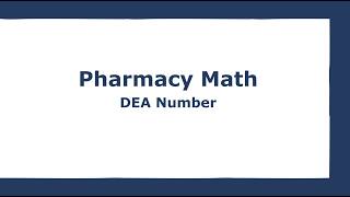 Pharmacy: DEA Number Verification