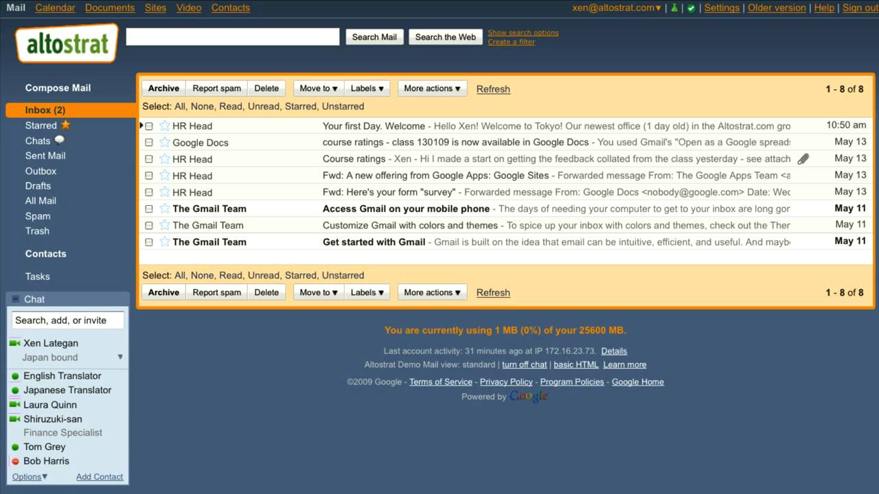 google mail server Gmail and Calendar