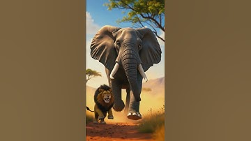 Elephant vs Lion in the Savanna