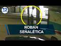 ¡Descarado! Hombre roba señal de alto recien puesta; quedó grabado