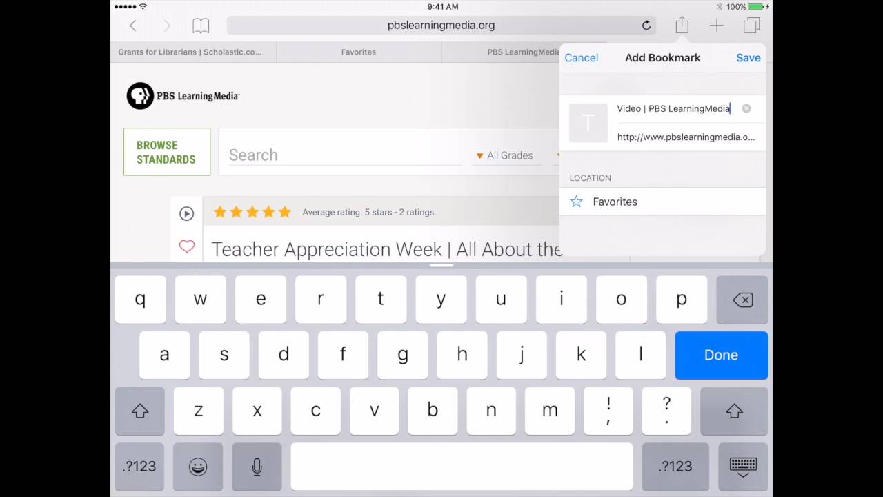 Adding bookmarks on ipad