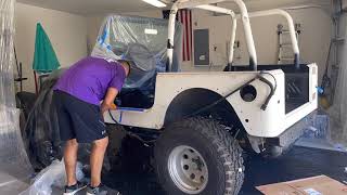 Jeep Wrangler TJ  Spraying Black Raptor Liner on Floorboards, Ep.12