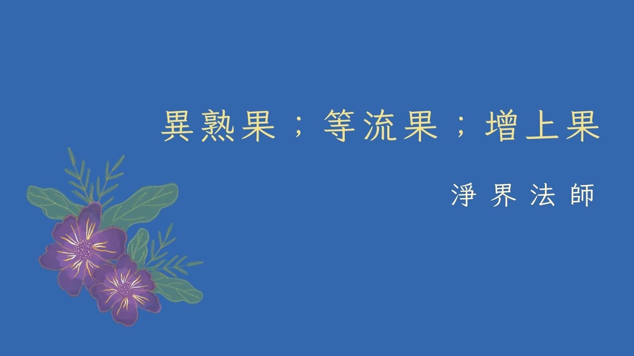 ★ 異熟果；等流果；增上果  #淨界法師 #正見基礎 #果報的種類