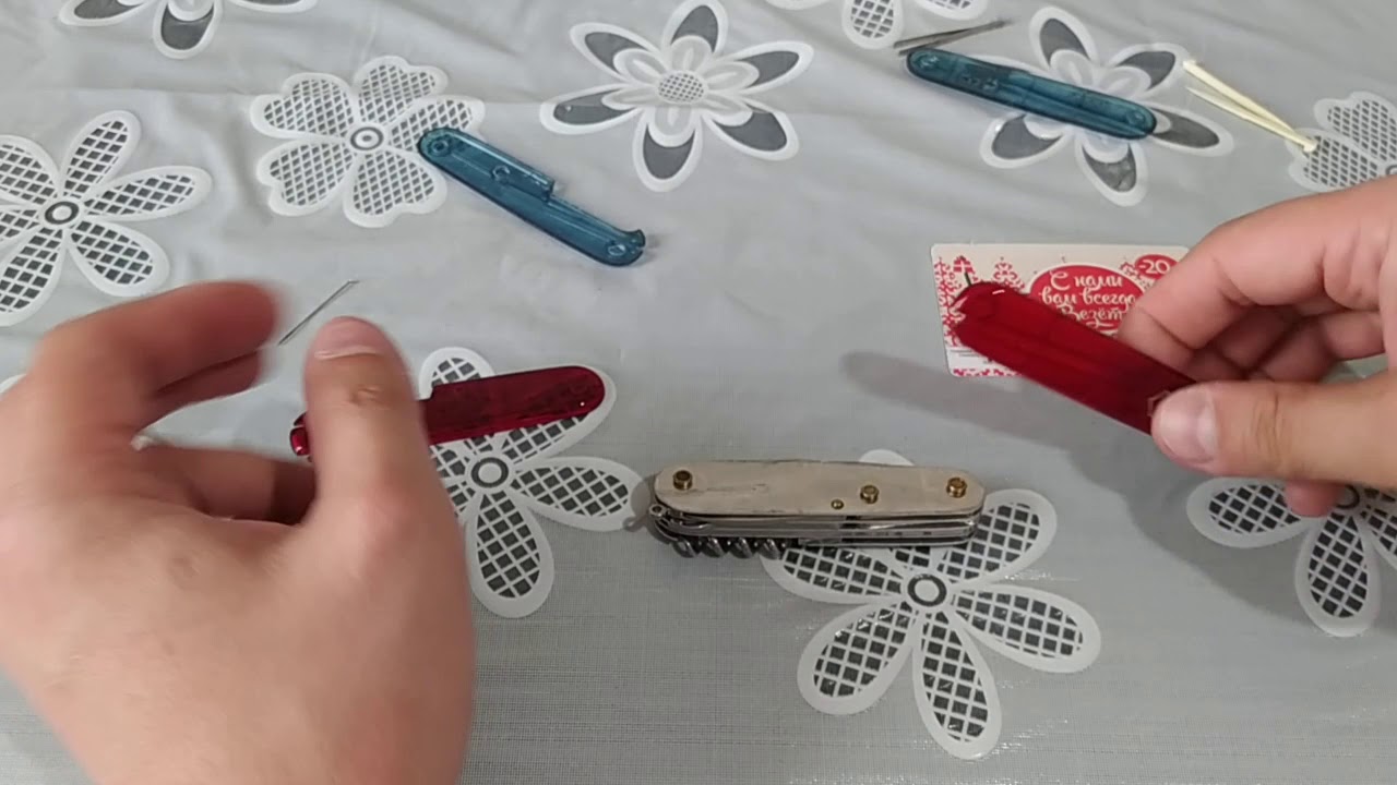 Замена накладок на ноже Huntsman Victorinox. - YouTube