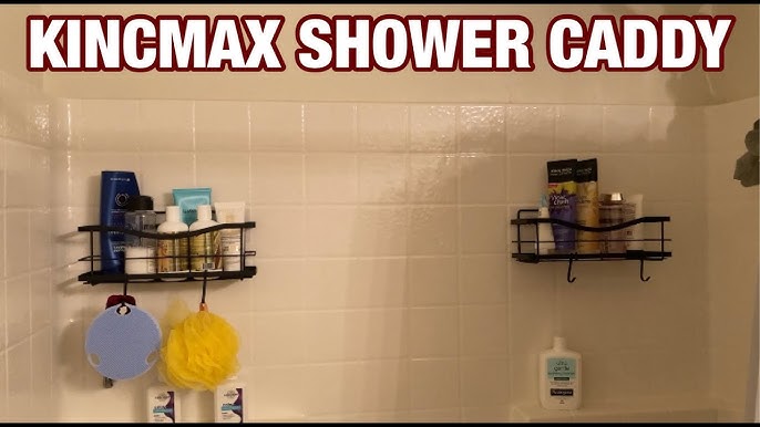 KINCMAX Shower Caddy Basket Shelf with Hooks, Caddy Organizer Wall Mounted  Rustp