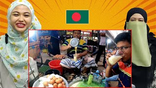 The Egg Milk Juice Hot Milk Shake, Street Drink Of Bangladesh Malay Girl Reacts