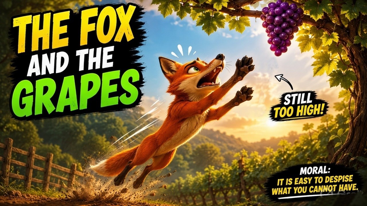 Video thumbnail for The Fox and The Grapes Story | Popular Aesop Fable | English Moral Story