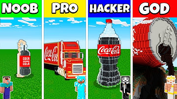 Minecraft Battle: NOOB vs PRO vs HACKER vs GOD: COCA COLA SODA HOUSE BUILD CHALLENGE / Animation