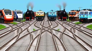 8 Trains Vs Extreme Railroad Crossing At Diamond Railroad Tracks | indian railways | Train Simulator screenshot 1