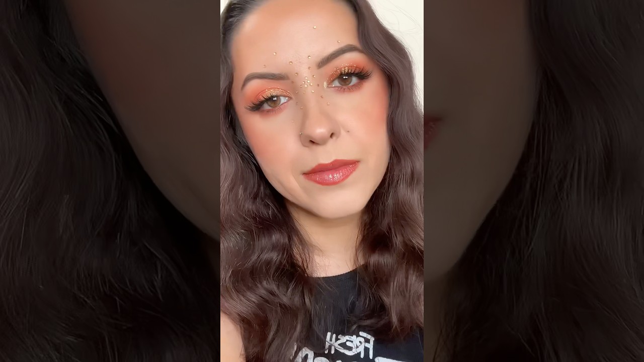 Orange Sunburst Festival Makeup 🧡 #makeup #makeuptutorial #eyeshadowtutorial #festivalmakeup