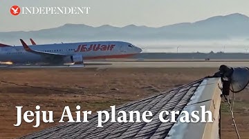 Moment Jeju Air plane skids along South Korea runway before crash