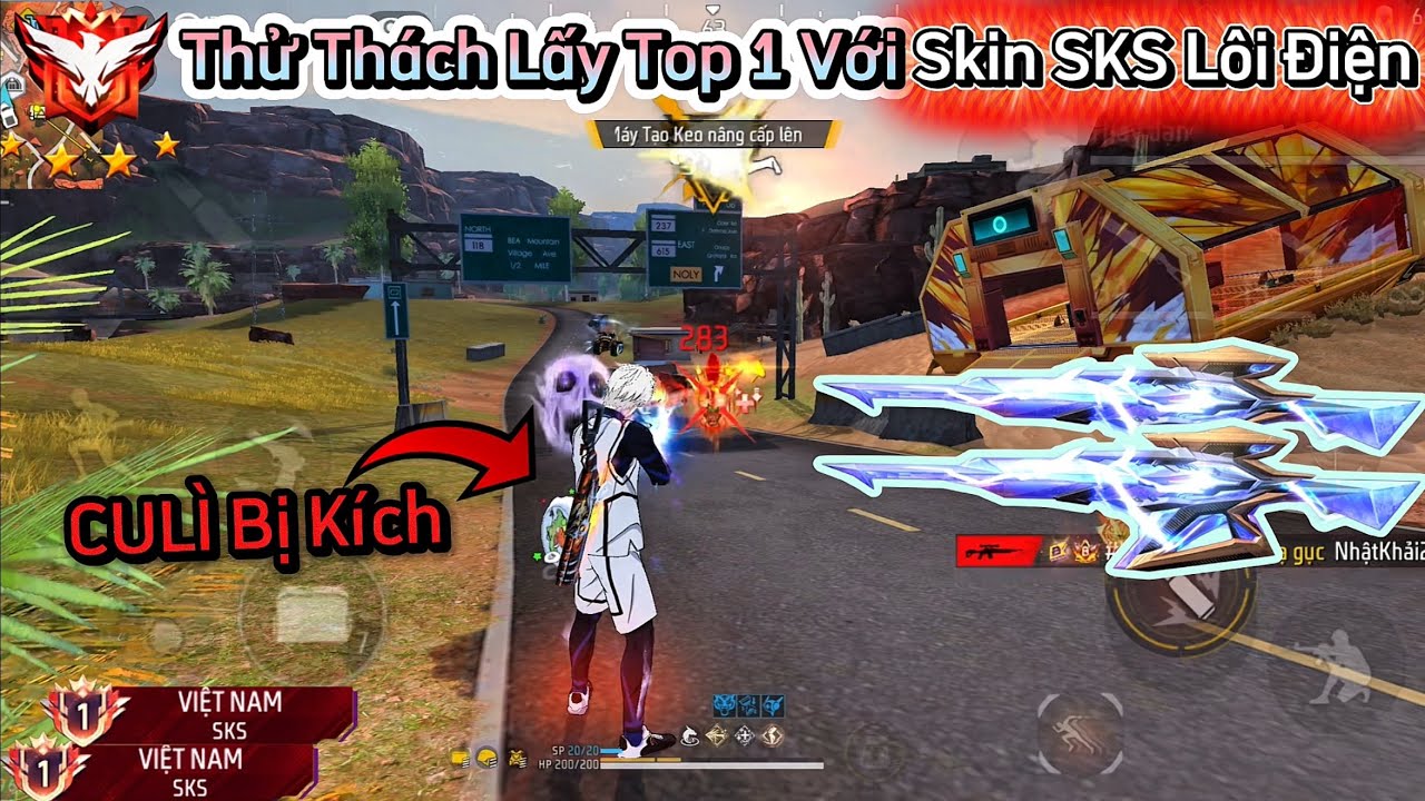 [Free Fire] Thử Thách Lấy Top 1 Với Skin “SKS Lôi Điện” Mới Ra Trên Kênh Thế Giới Và Cái Kết Bị Kích
