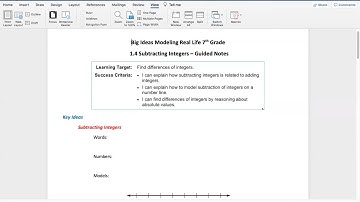 1.4 Subtracting Integers Big Ideas Modeling Real Life 7th Grade Math