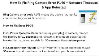 How To Fix Ring Camera Error P1-79 – Network Timeouts & App Reinstall