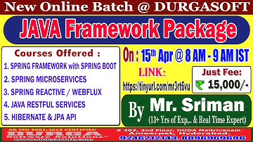 JAVA FRAMEWORK PACKAGE Online Training @ DURGASOFT