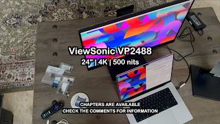 Retina Screen for Mac and PC | 4K at 24" | 185 ppi | ViewSonic VP2488 | 500 nits | 60Hz