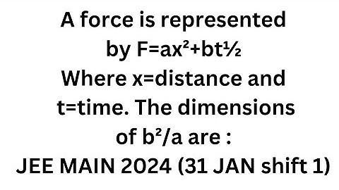 A force is represented by F= ax²-bt½ #jeemain2024 #physics #unitandmeasurement #neet #jee
