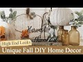 Unique Fall DIY Home Decor • Creating Colored Glass • Faux Cement Pumpkin • Muted Fall Colors