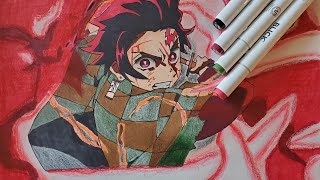 Drawing Tanjiro Kamado from Demon Slayer (Kimetsu No Yaiba)