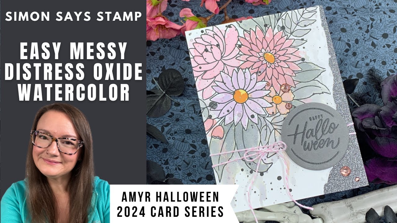 EASY Messy Distress Oxide Watercolor | AmyR Halloween 2024 Card Series ...