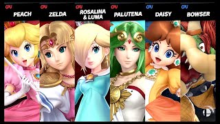 Peach And Zelda And Rosalina & Luma And Palutena Vs Daisy And Bowser Lv 9 Super Smash Bros Ultimate
