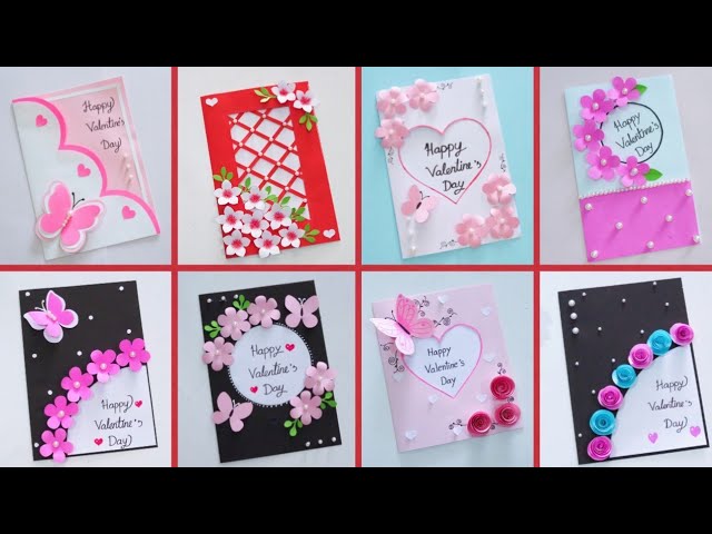 8 simple greeting card making/beautiful valentine's day greeting card idea 💕||ไอเดียทำการ์ดวาเลนไทน์