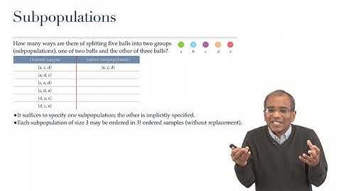 Lecture 2.1: d.  Subpopulations,  binomial coefficients — [Probability | Santosh S. Venkatesh]