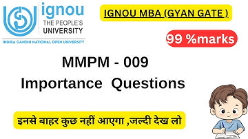 MMPM  - 09  MOST IMPORTANT QUESTION | IGNOU MBA |GYAN GATE