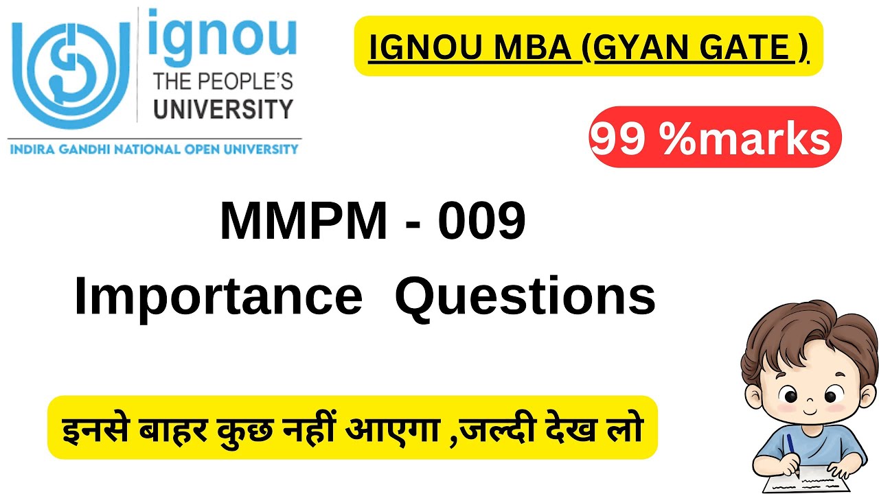 MMPM  - 09  MOST IMPORTANT QUESTION | IGNOU MBA |GYAN GATE