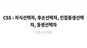 CSS, 선택자 기초(후손, 자식, 동생)