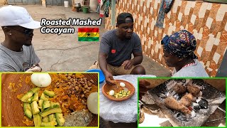 I’ve never tasted delicious ROASTED MASHED COCOYAM in Ghana West Africa  Cocoyam 3TO with peanut